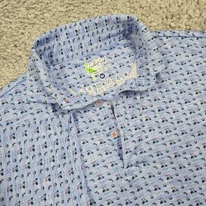 TailorByrd Mens Golf Print Polo Shirt Size M Performance Stretch‎ Preppy